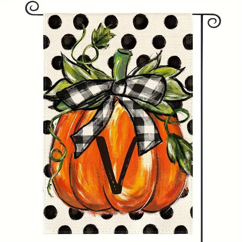 Fall Monogram Letter Pumpkin Garden Flag