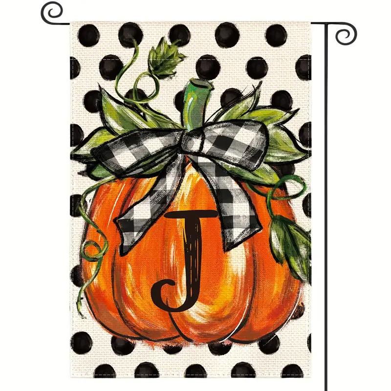 Fall Monogram Letter Pumpkin Garden Flag