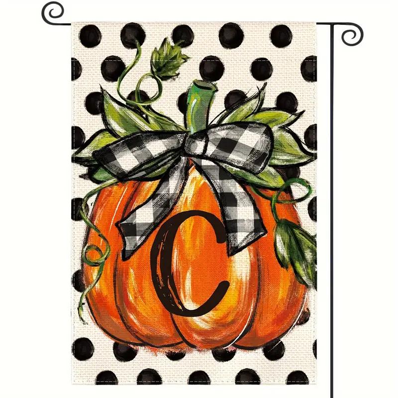 Fall Monogram Letter Pumpkin Garden Flag