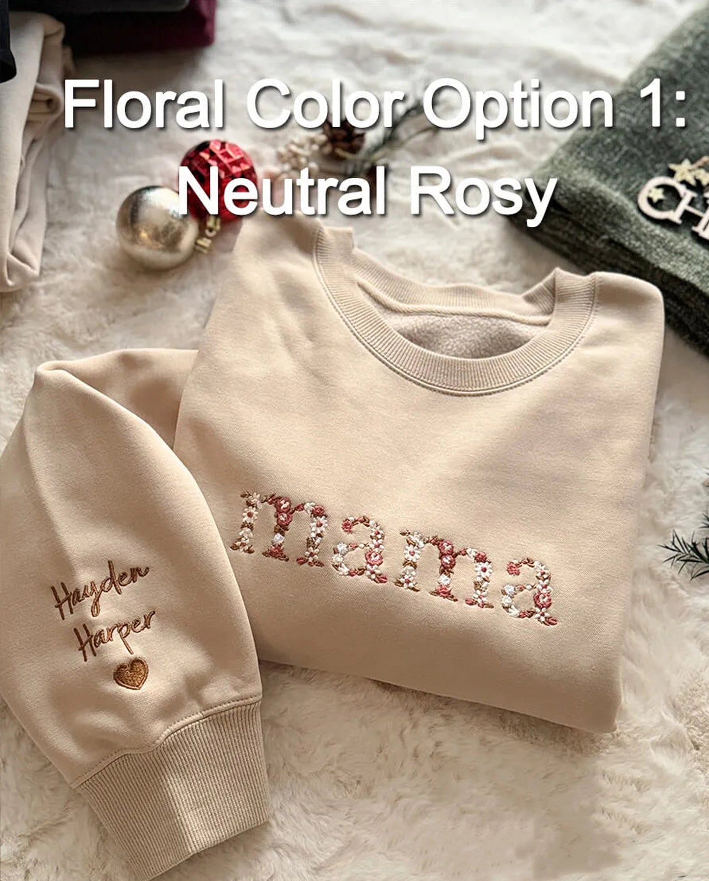 Custom Embroidered Floral Mama Sweatshirt