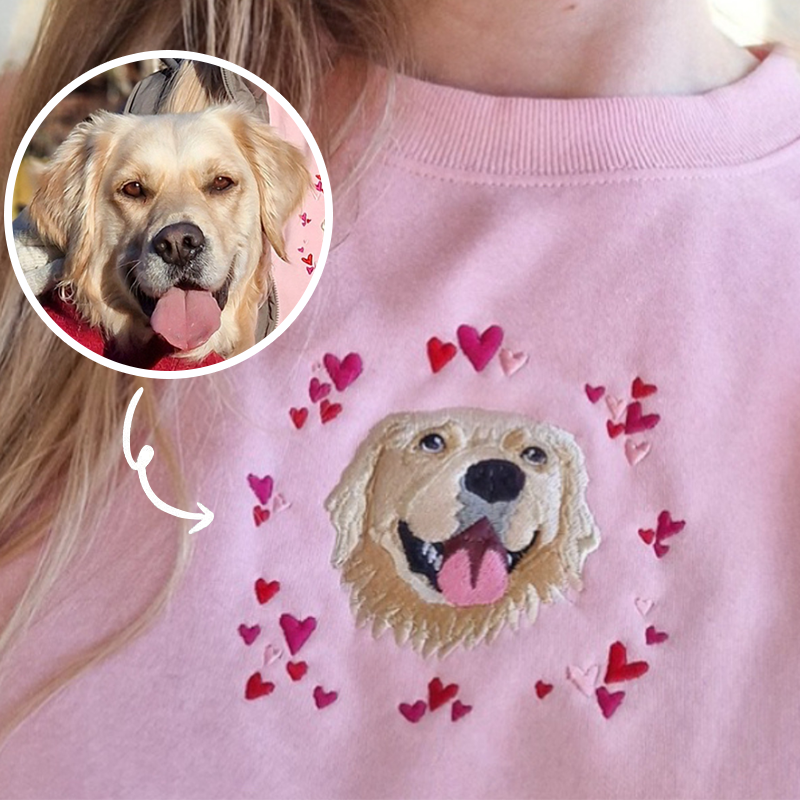 Valentines Custom Embroidered Pet From Your Photo