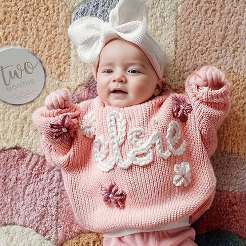 Personalized Hand embroidered Name Baby Sweater