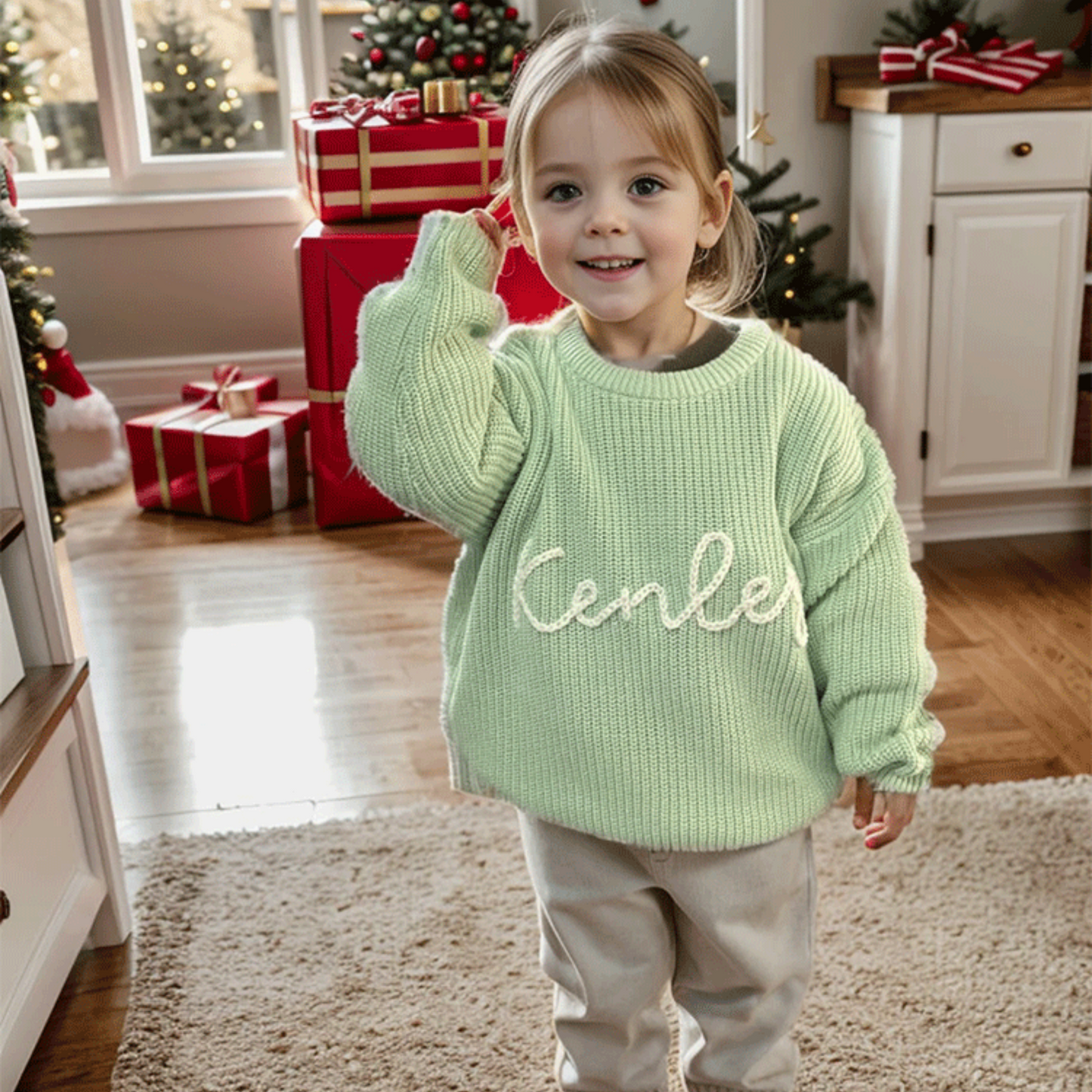 Personalized Hand embroidered Name Baby Sweater