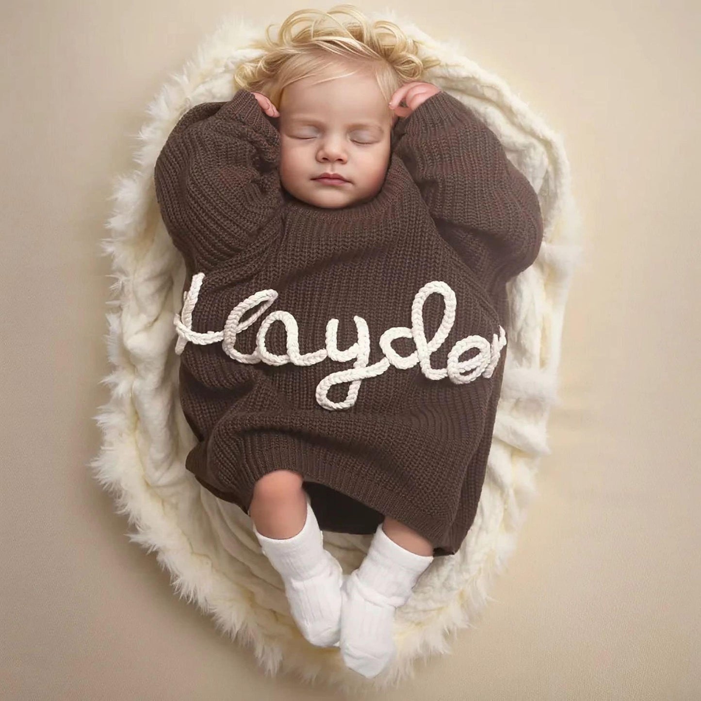 Personalized Hand embroidered Name Baby Sweater