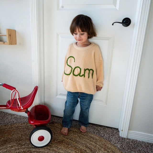 Personalized Hand embroidered Name Baby Sweater