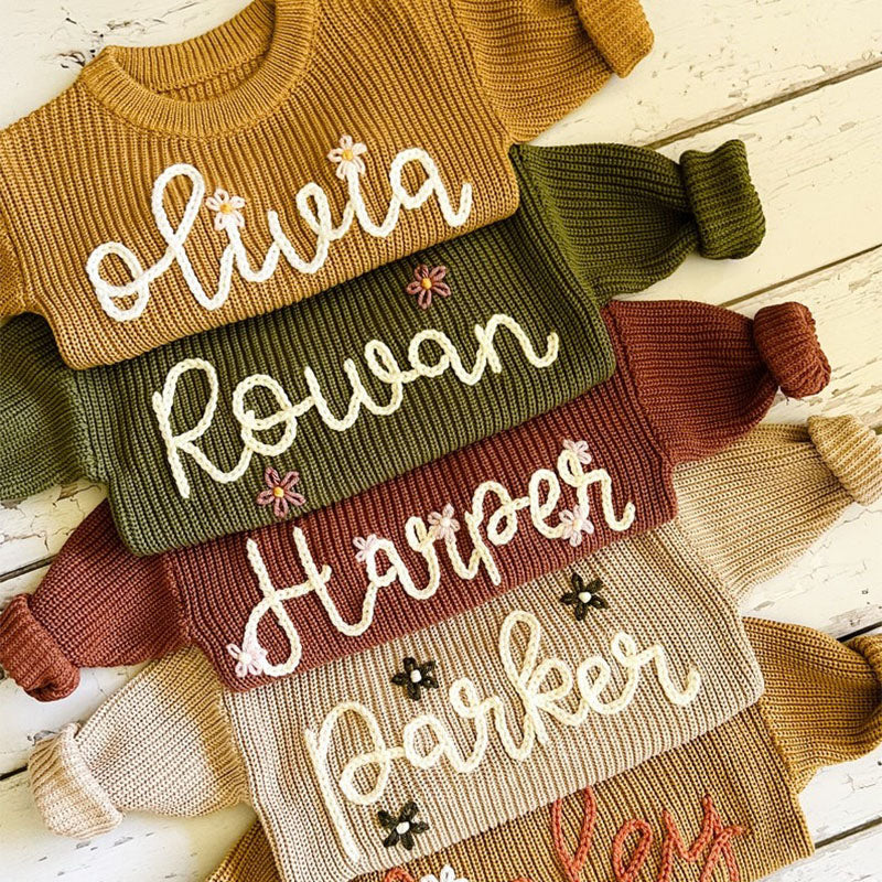 Personalized Hand embroidered Name Baby Sweater
