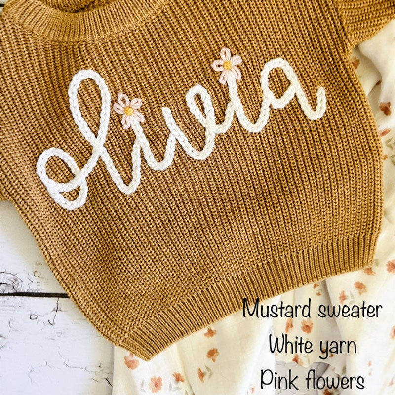 Personalized Hand embroidered Name Baby Sweater