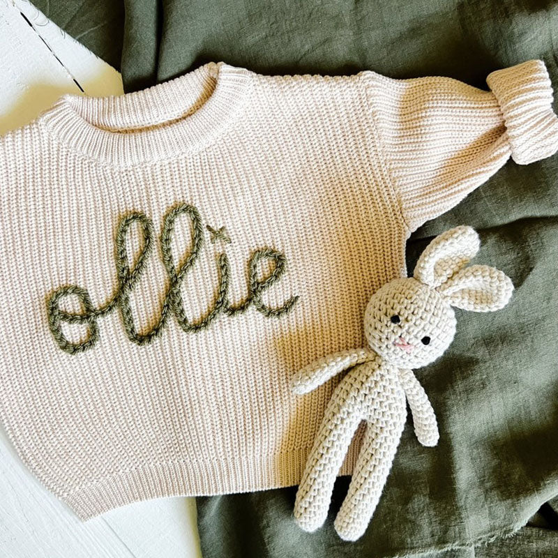 Personalized Hand embroidered Name Baby Sweater