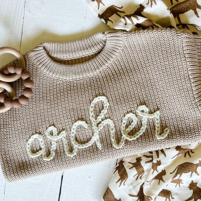Personalized Hand embroidered Name Baby Sweater