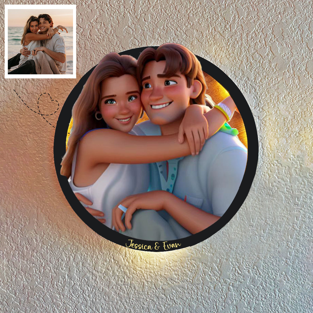 Personalized Cartoon Portrait Frame With LED-Turn Your Memories Into A Cartoon World