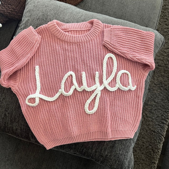 Personalized Hand embroidered Name Baby Sweater
