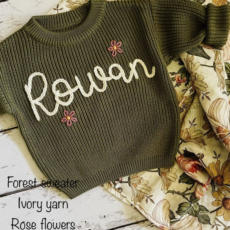 Personalized Hand embroidered Name Baby Sweater