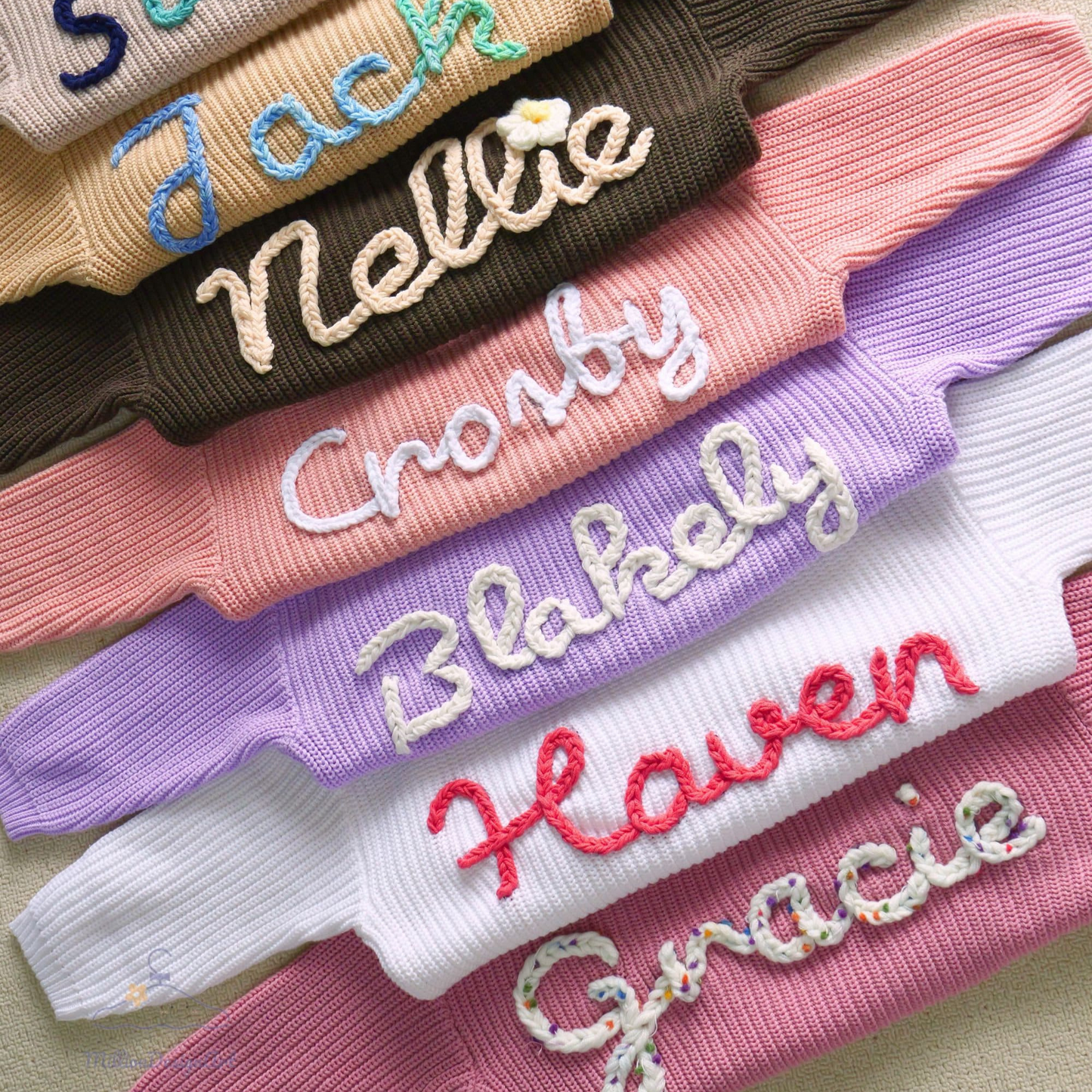 Personalized Hand embroidered Name Baby Sweater