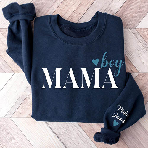 Custom Girl Mama Boy Mama With Kids' Names On The Sleeve T-shirt/Sweatshirt/Hoodie