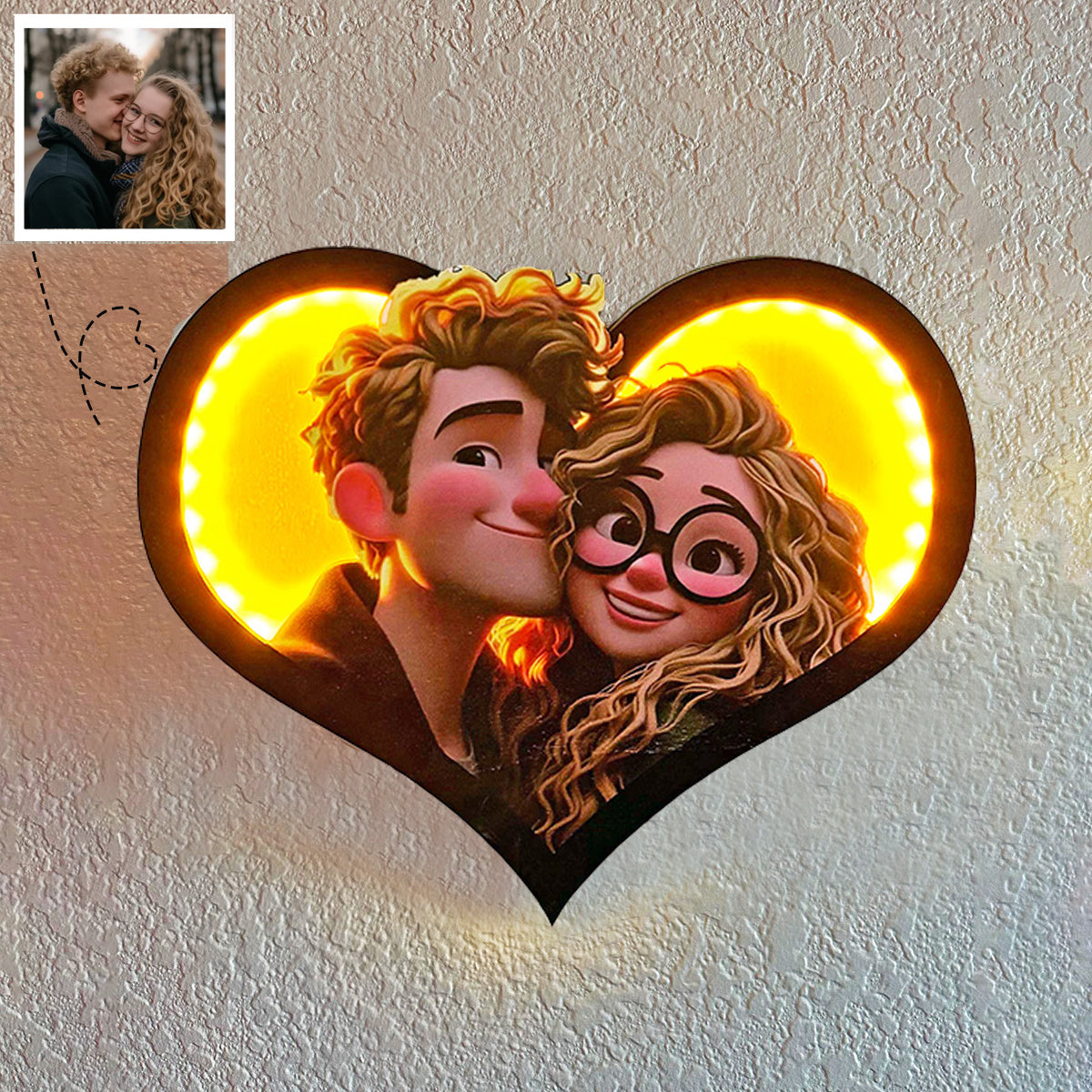 Personalized Cartoon Portrait Frame With LED-Turn Your Memories Into A Cartoon World