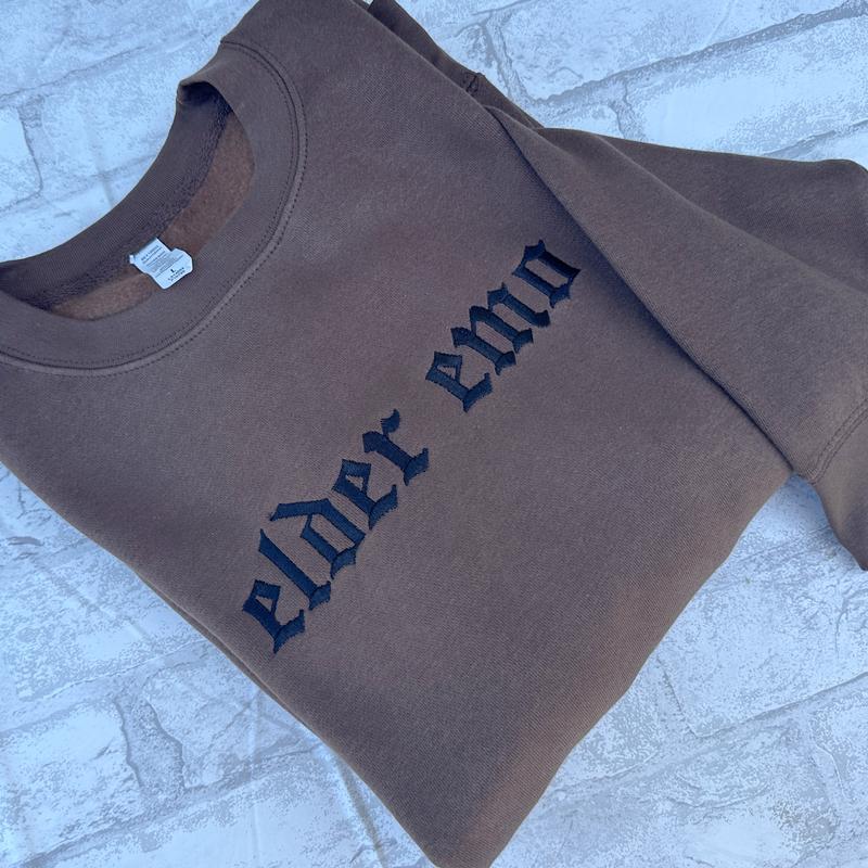 Elder Emo Embroidered Crewneck Long Sleeve Embroidery Unisex