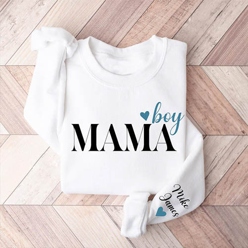 Custom Girl Mama Boy Mama With Kids' Names On The Sleeve T-shirt/Sweatshirt/Hoodie