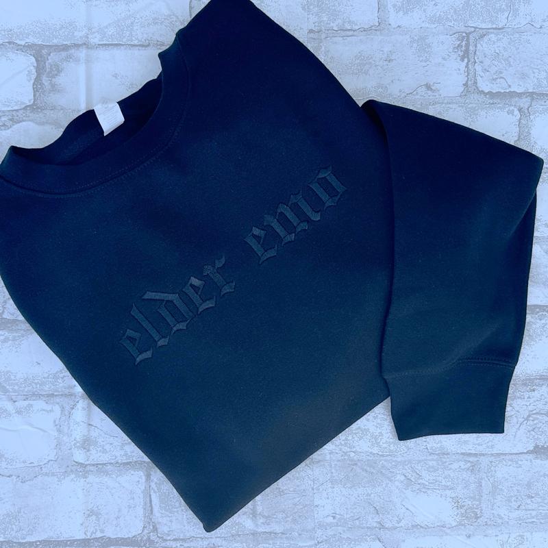 Elder Emo Embroidered Crewneck Long Sleeve Embroidery Unisex