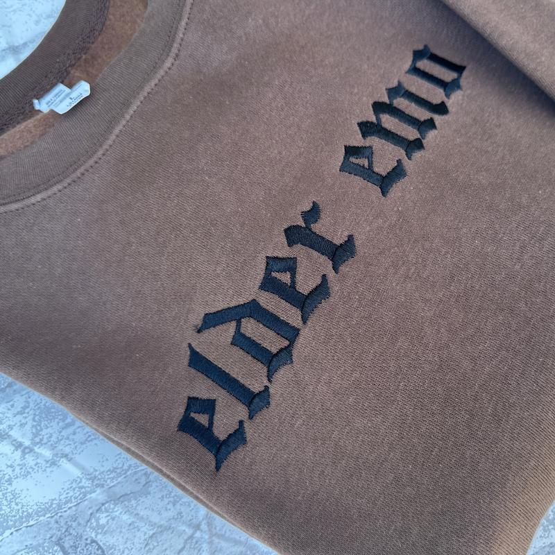 Elder Emo Embroidered Crewneck Long Sleeve Embroidery Unisex