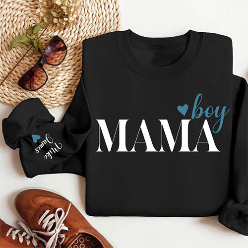 Custom Girl Mama Boy Mama With Kids' Names On The Sleeve T-shirt/Sweatshirt/Hoodie