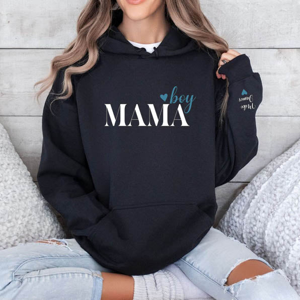 Custom Girl Mama Boy Mama With Kids' Names On The Sleeve T-shirt/Sweatshirt/Hoodie