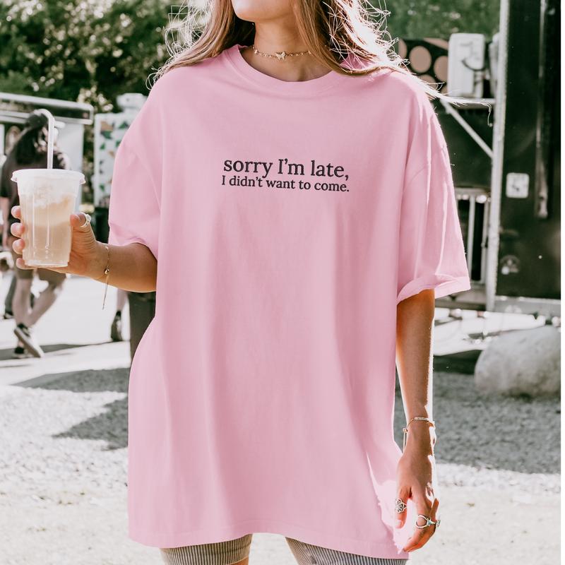 Sorry I'm Late, I Didn't Want to Come Embroidered Sweatshirt