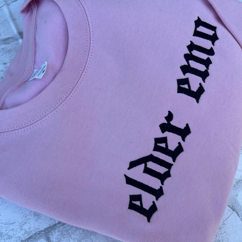 Elder Emo Embroidered Crewneck Long Sleeve Embroidery Unisex