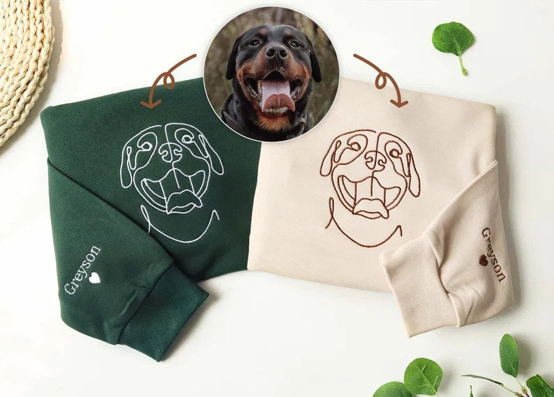 Custom Embroidered Line Drawing Crewneck & Hoodie