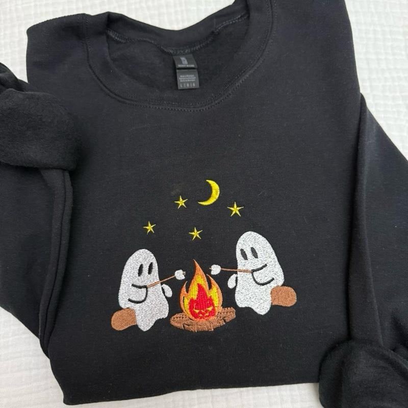 Cute camping ghosts embroidered Shirt