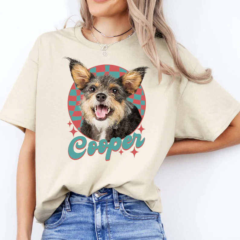 Custom Vintage Pet Unisex Pet Photo and Name Custom Personalized T-Shirt / Sweatshirt / Hoodie