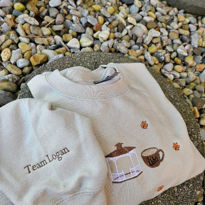 Gilmore Girls Inspired Fall Embroidered Sweatshirt – Books, Coffee & Luke’s Diner