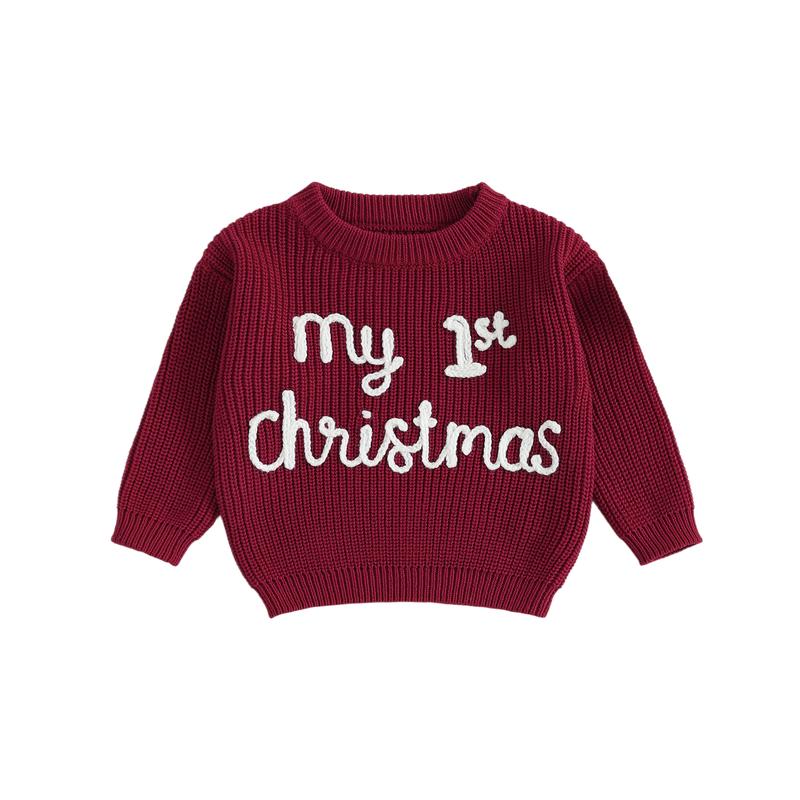 My First Christmas Embroidered Baby Sweater