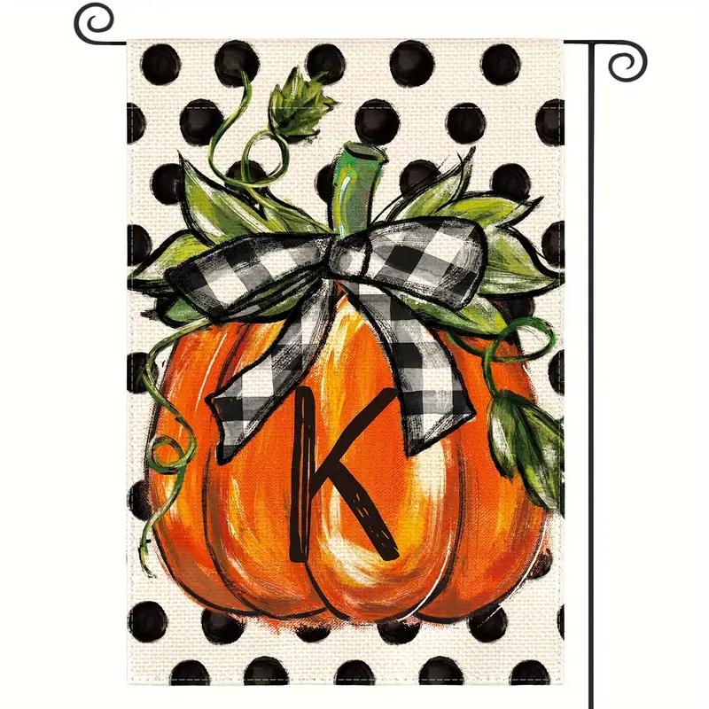 Fall Monogram Letter Pumpkin Garden Flag