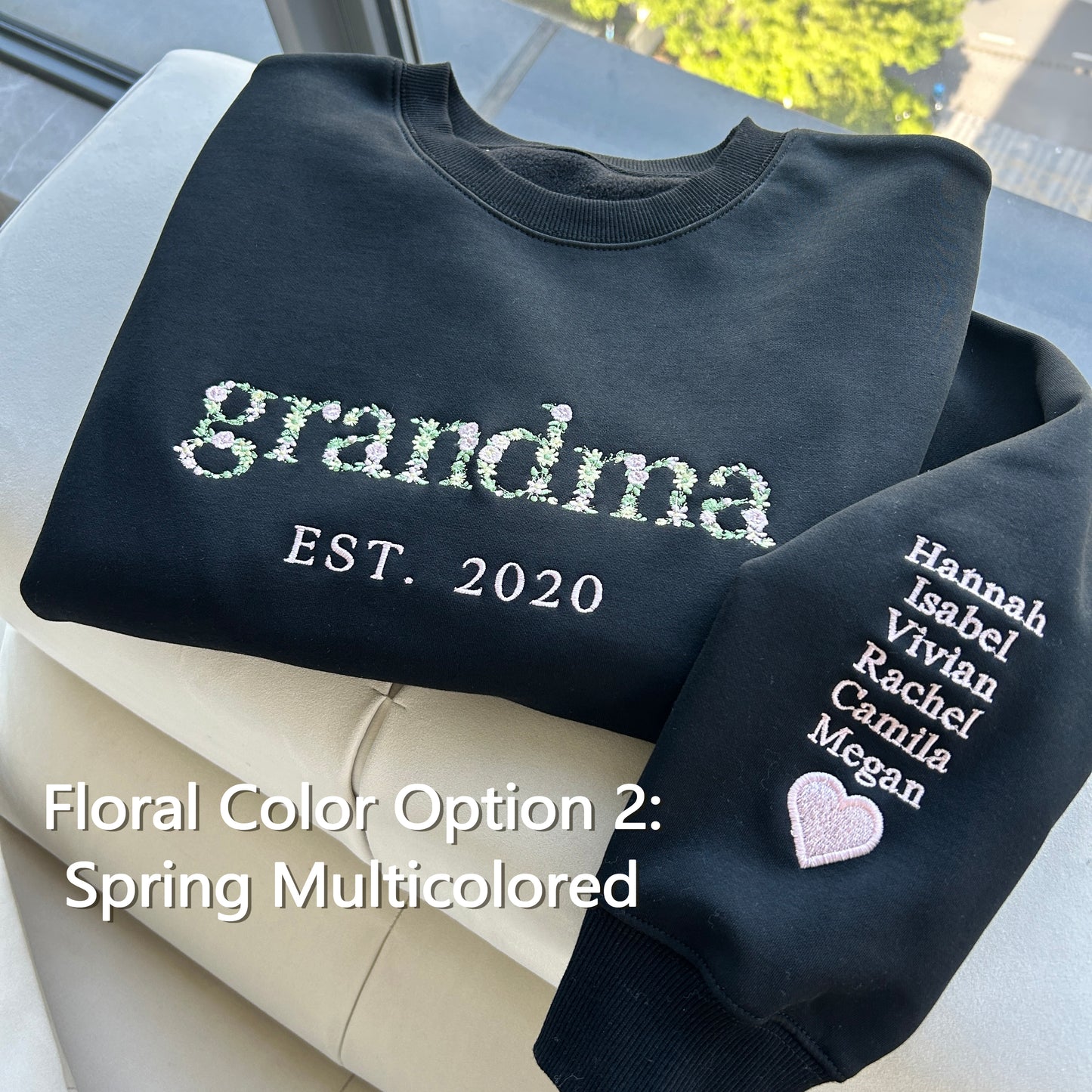 Custom Embroidered Floral Mama Est Sweatshirt