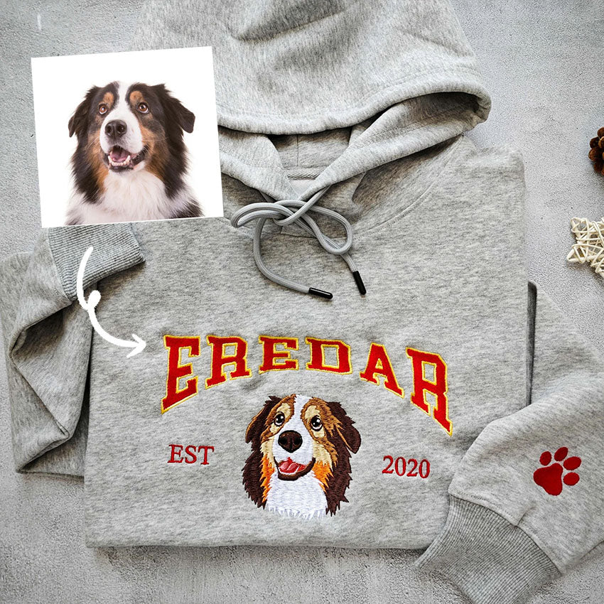 Personalized Embroidered Pet Face and Name Est Sweatshirt