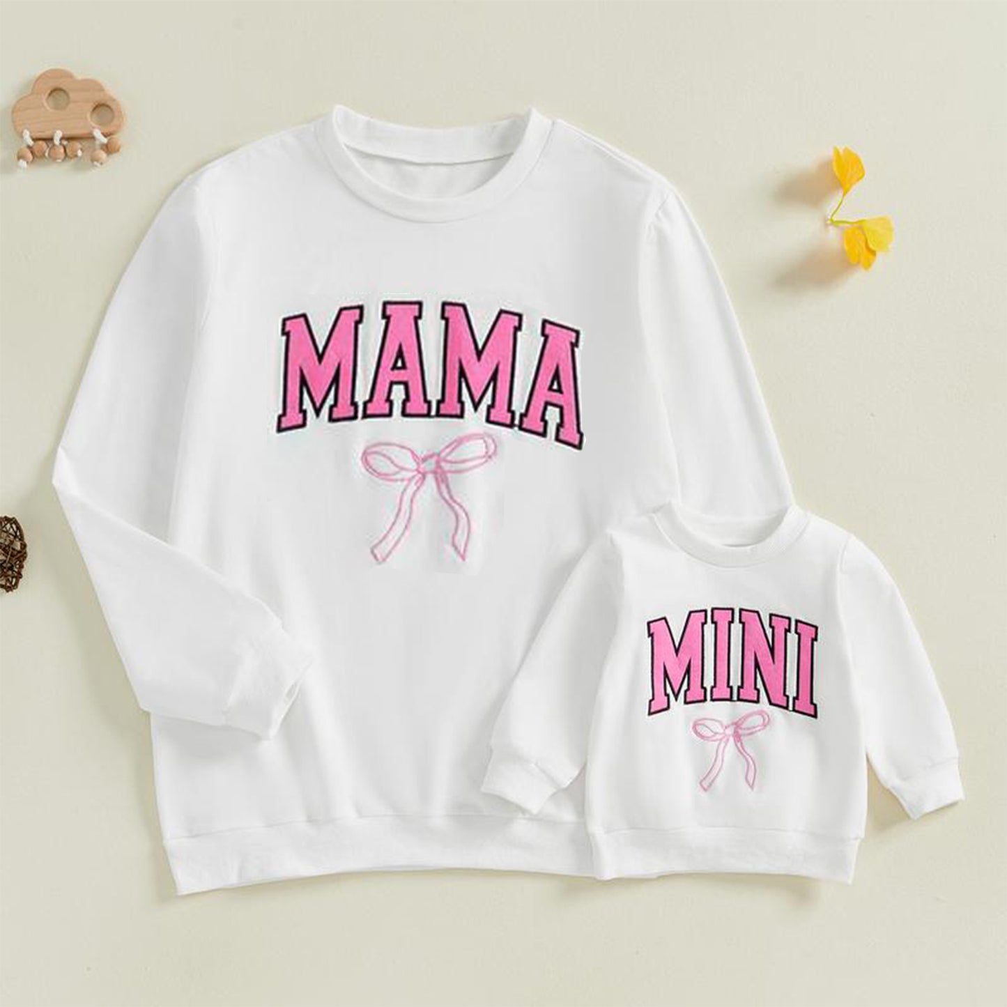 Family Matching Sweatshirt Letter Bow Mother's Day gift