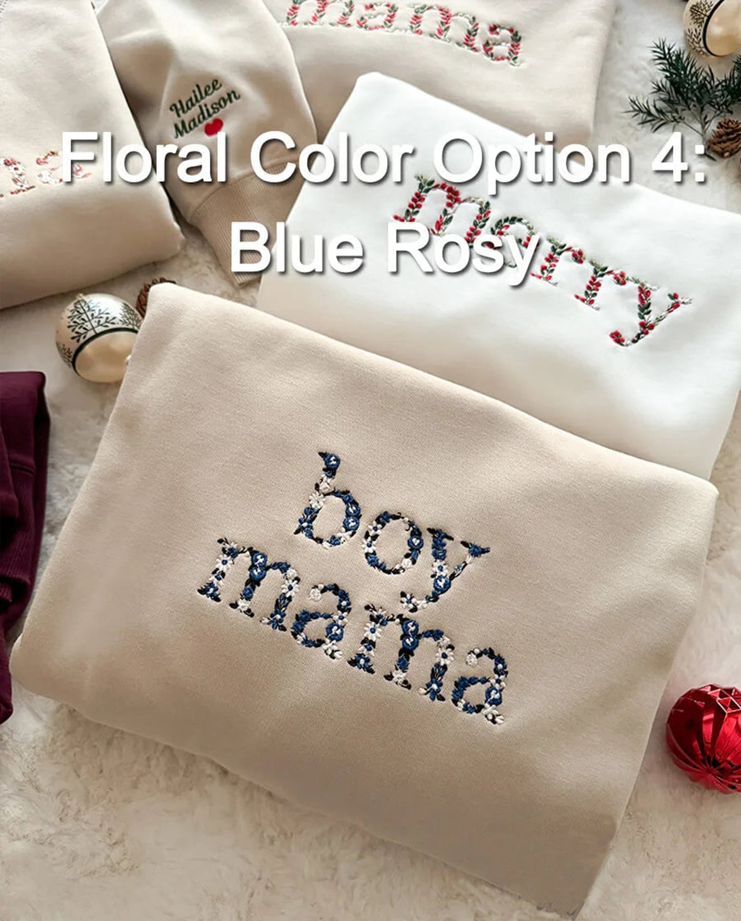 Custom Embroidered Floral Mama Sweatshirt