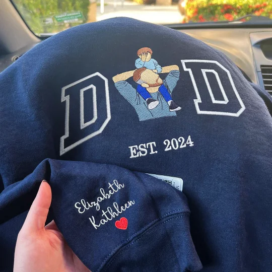 Custom Embroidered Dad Photo Est Sweatshirt/Hoodie