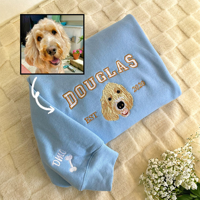 Personalized Embroidered Pet Face and Name Est Sweatshirt
