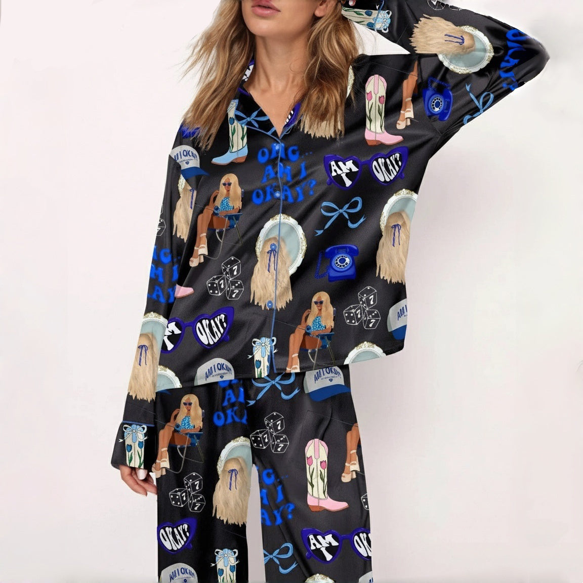 Am I Okay Moroney Long sleeve Pajama Shirt