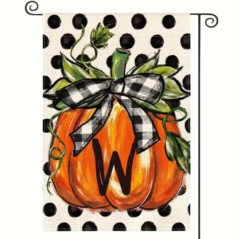 Fall Monogram Letter Pumpkin Garden Flag