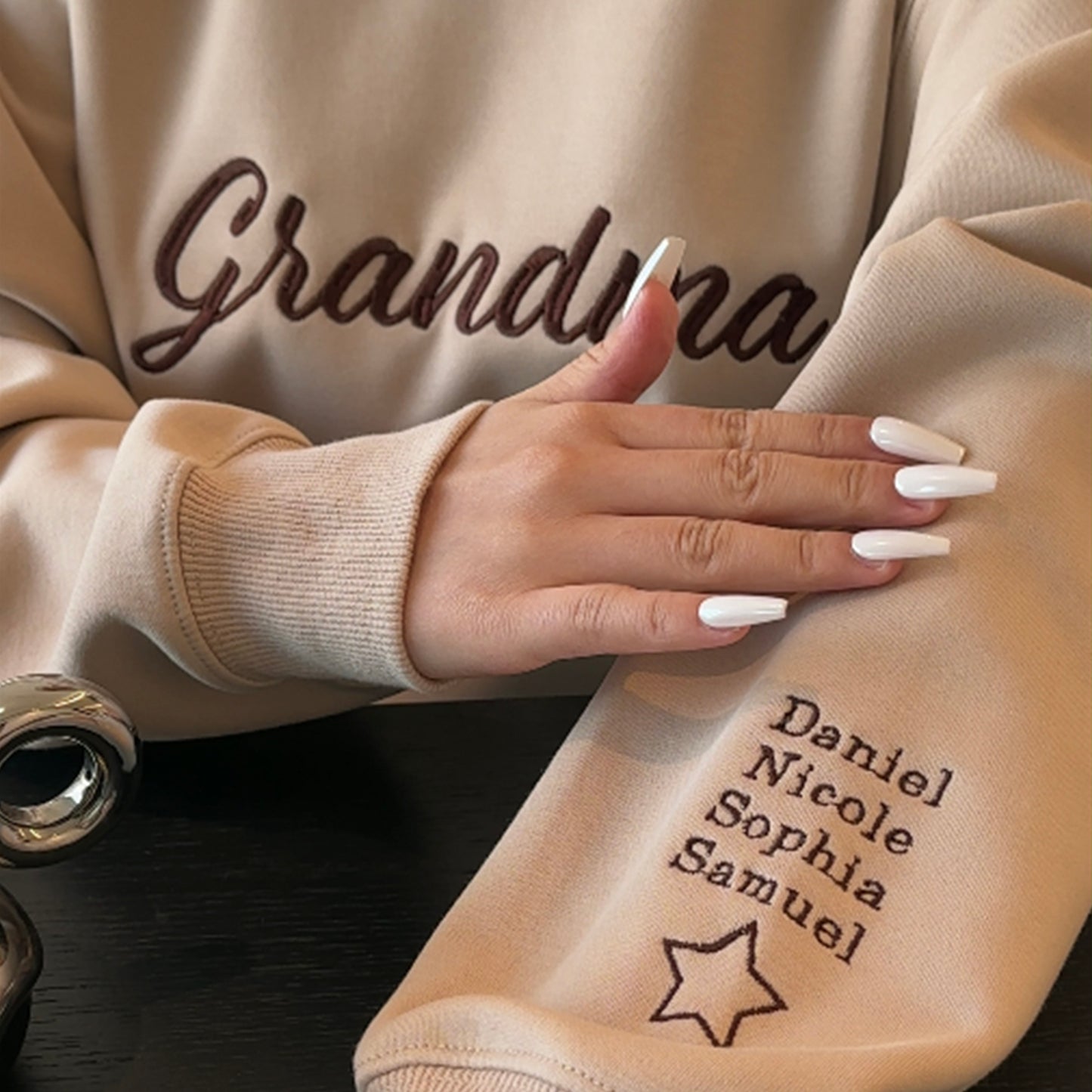 Custom Mama Embroidered Sweatshirt With Kids Names On Sleeve🔥💐