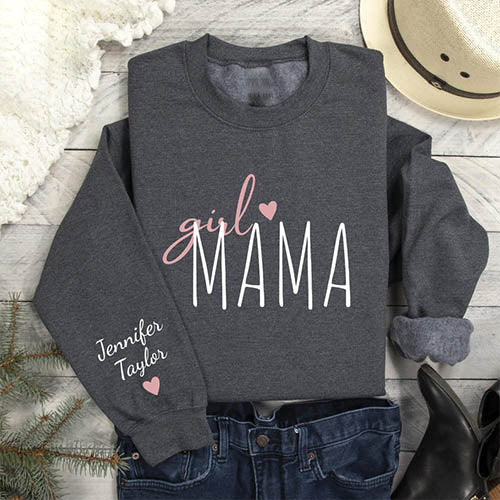 Custom Girl Mama Boy Mama With Kids' Names On The Sleeve T-shirt/Sweatshirt/Hoodie