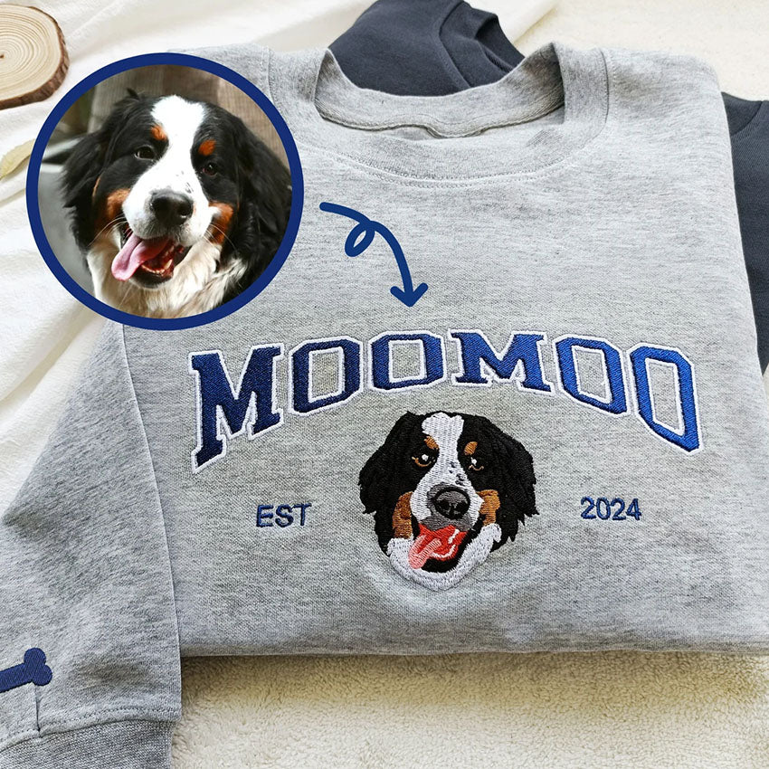 Personalized Embroidered Pet Face and Name Est Sweatshirt