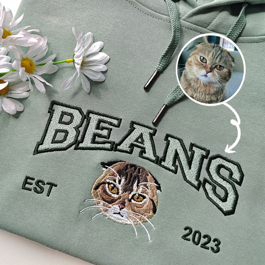 Personalized Embroidered Pet Face and Name Est Sweatshirt