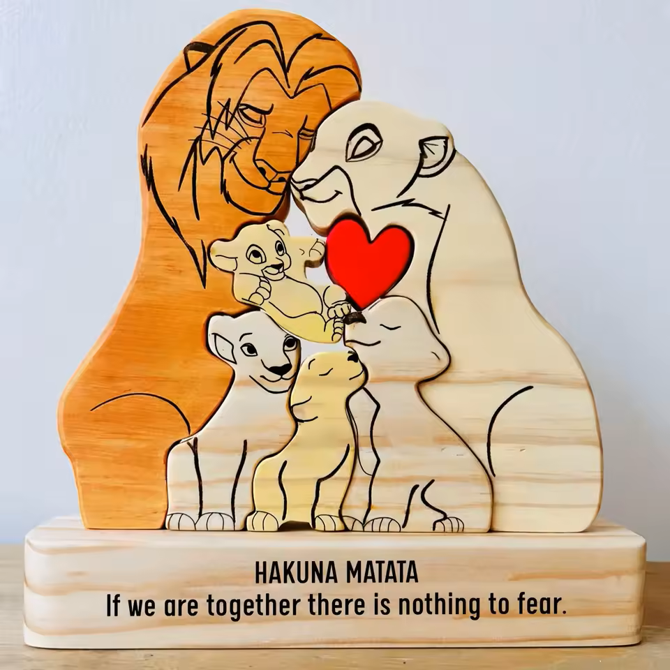 Personalized Lions Family Wooden Art Puzzle🦁💕Best Mother's Day Gift