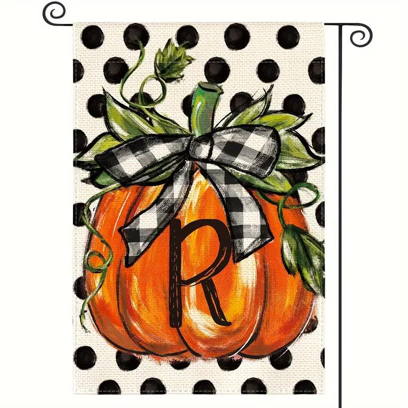 Fall Monogram Letter Pumpkin Garden Flag