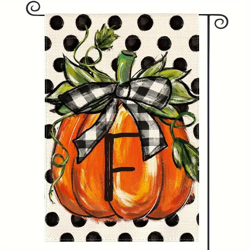 Fall Monogram Letter Pumpkin Garden Flag