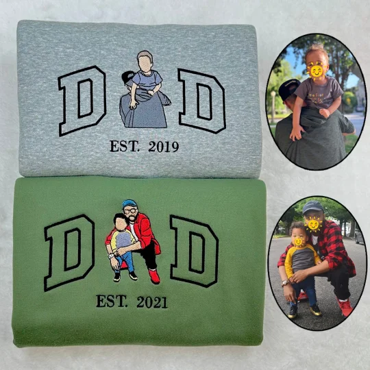 Custom Embroidered Dad Photo Est Sweatshirt/Hoodie