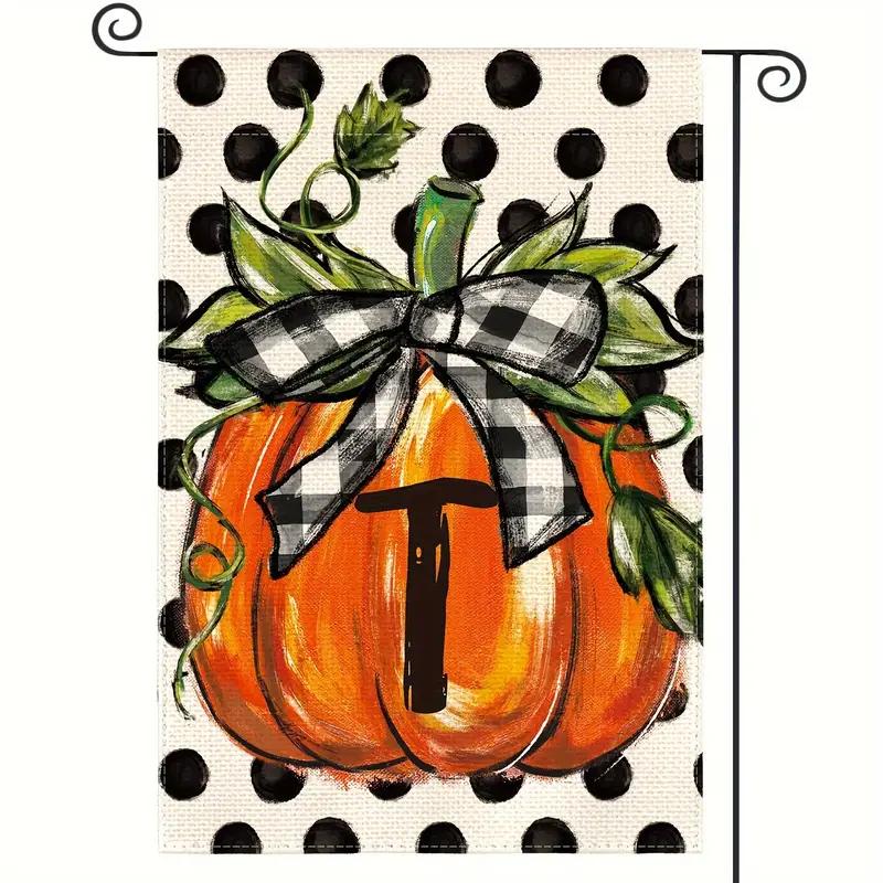 Fall Monogram Letter Pumpkin Garden Flag
